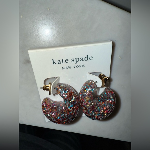 NEW Kate Spade Colorful Glitter hoop Earrings - Picture 9 of 10